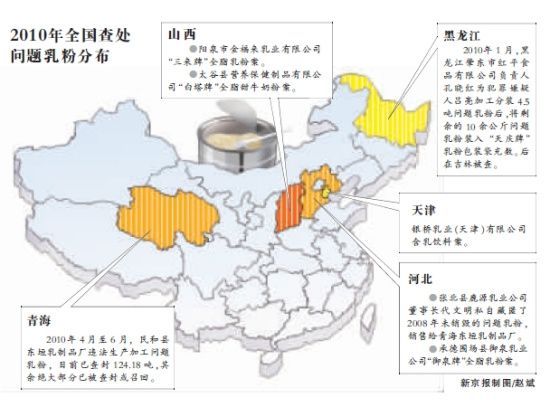 多個地區(qū)再查出百余噸含三聚氰胺奶粉